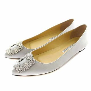 マノロブラニク(MANOLO BLAHNIK)のマノロブラニク HANGISI FLAT 37 24cm シルバー色(ハイヒール/パンプス)