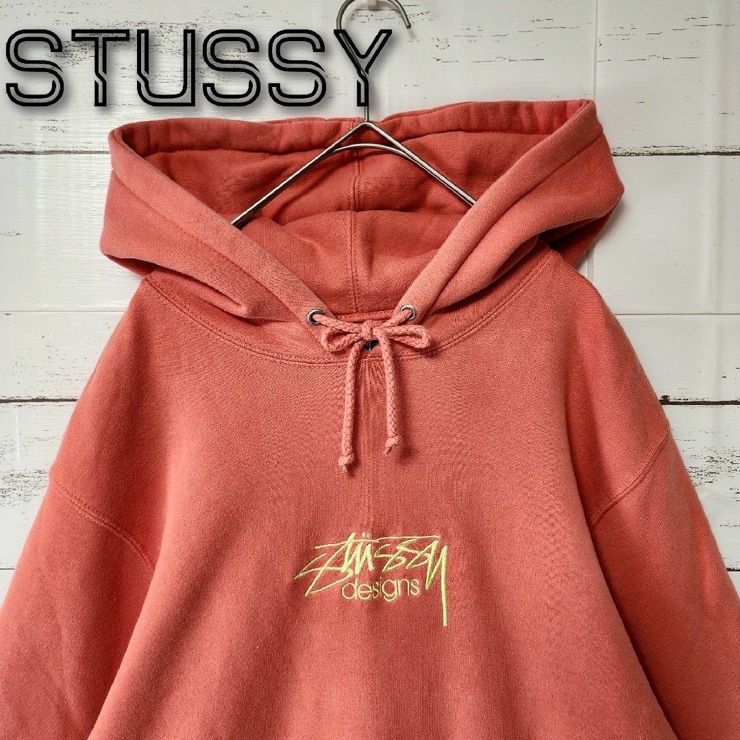 《希少》STUSSY ステューシー パーカー ピンク 刺繍ロゴ センターロゴ M | フリマアプリ ラクマ