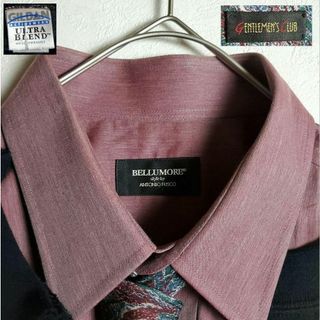 【ネクタイシャツ×ボロスウェット ブラック 黒赤 英字プリント 古着】