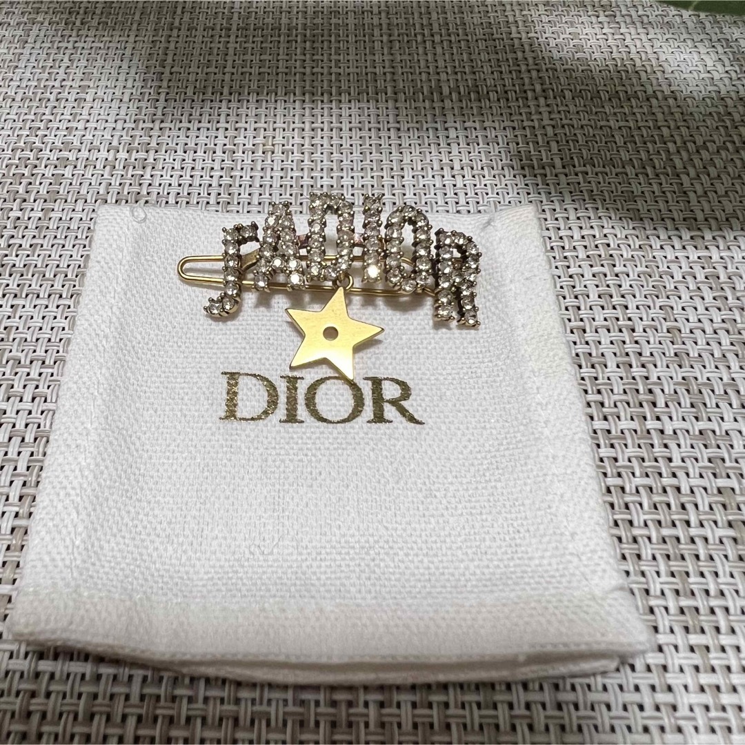 Dior ディオール 髪留め 星 ストーン ゴールド 布袋付き-