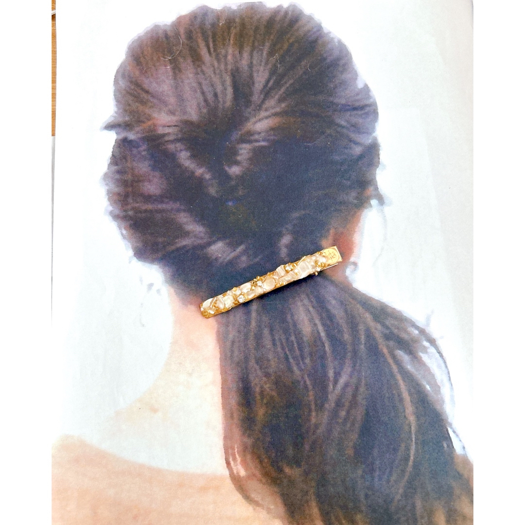 ハンドメイド レジン シェルヘアクリップ ビジュー パール ヘア ハンドメイド レジン シェルヘアクリップ ビジュー パール ヘア