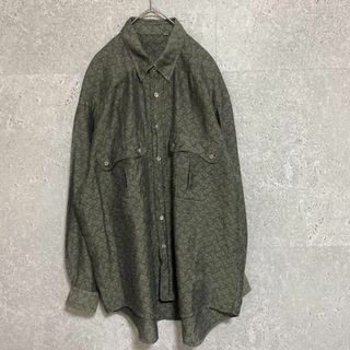 90S vintage 総柄　リネンシャツ　メンズ　L 　長袖　個性派