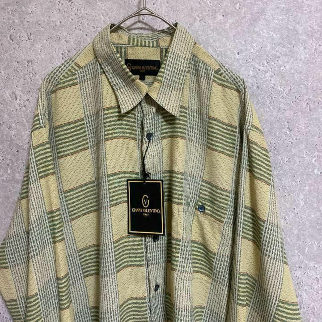 90S GIANNI VALENTINO デッドストック　総柄シャツ　ポリシャツ 2