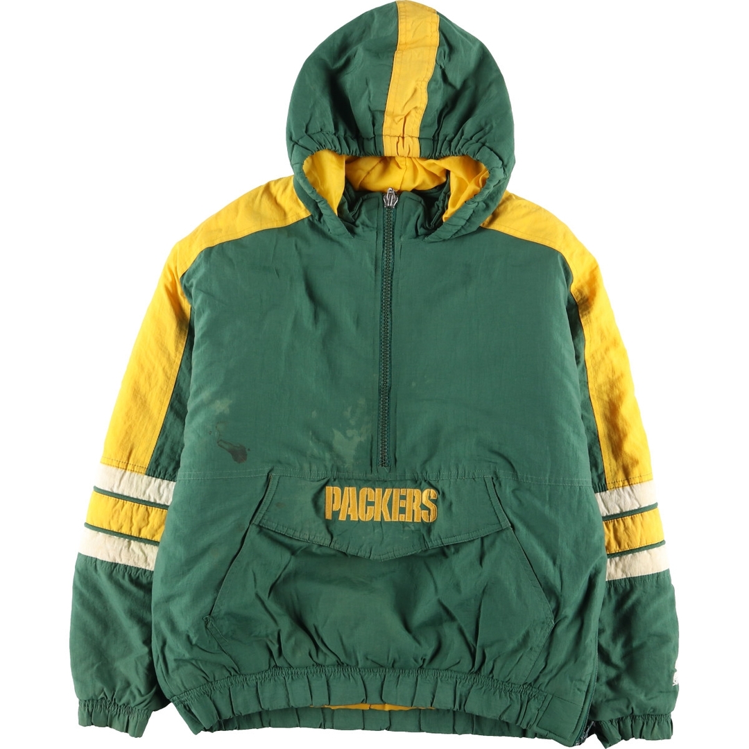 スターター Starter NFL GREEN BAY PACKERS グリーンベイパッカーズ バックワッペン 中綿入り アノラックパーカー メンズL /eaa372888