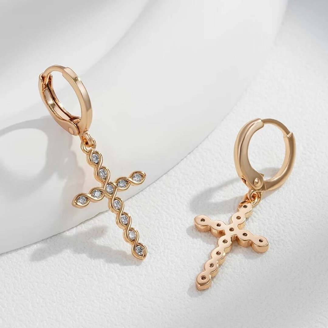 ピアス ピンク 十字架 リング型 おしゃれ かわいい