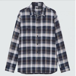 ユニクロ(UNIQLO)の【未使用に近い】UNIQLO　ユニクロ　ネルシャツ　ブルー　L　441777(シャツ)