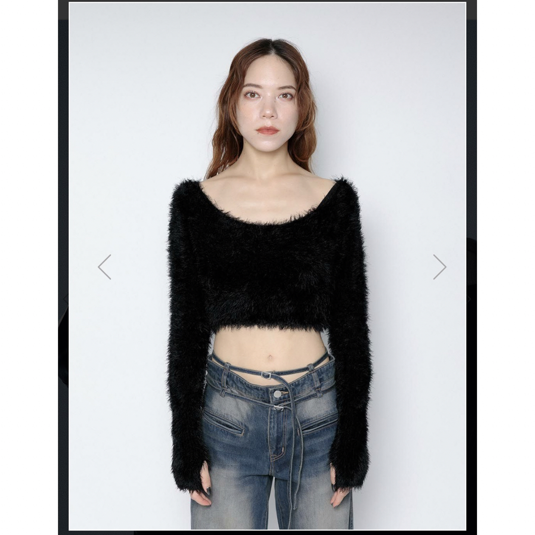 melt the lady feather knit tops set ブラック