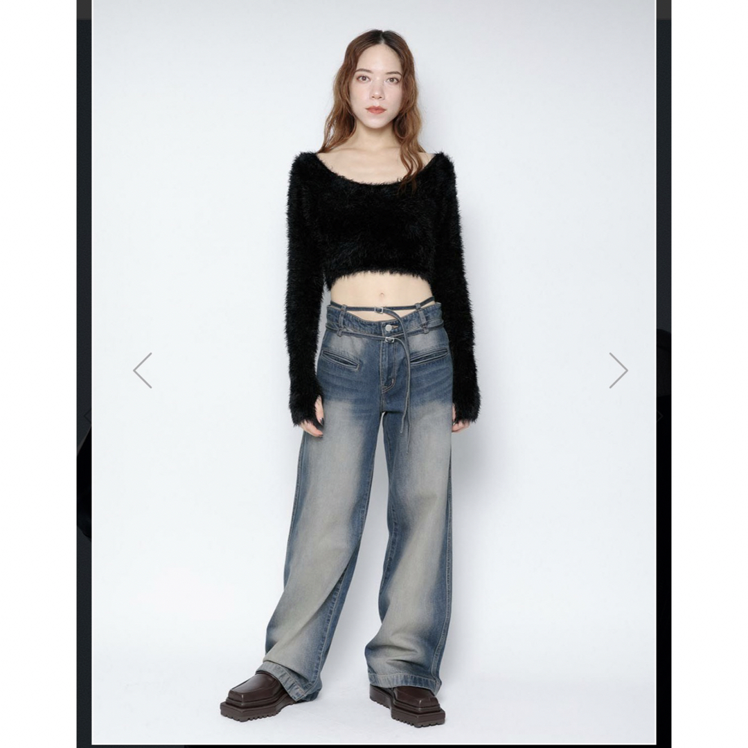 melt the lady feather knit tops set ブラック