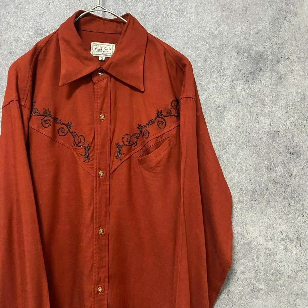 90s vintage 長袖　刺繍　シャツ　メンズ2 　個性派　B2