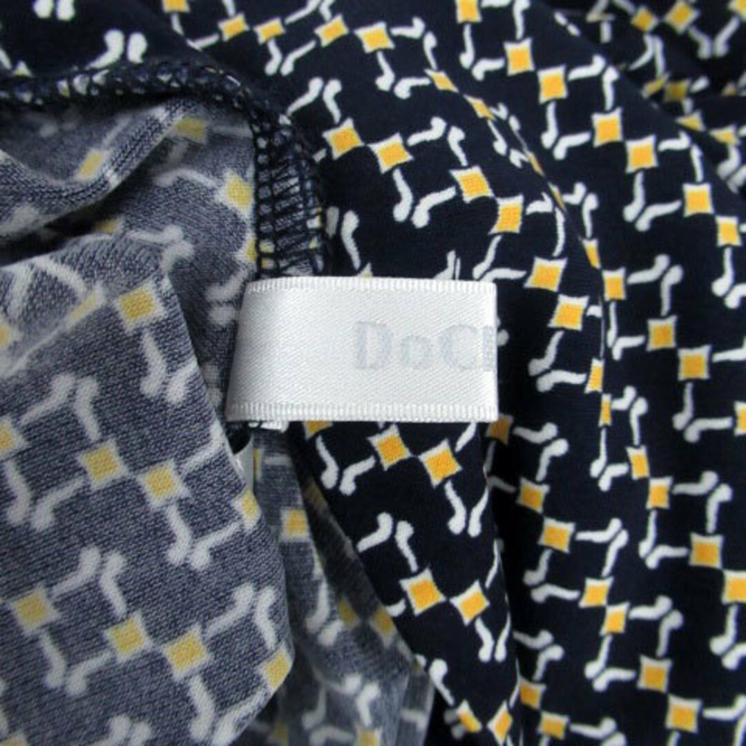 ドゥクラッセ フレアスカート ロング丈 総柄 XXL 紺 ネイビー 黄色 レディースのスカート(ロングスカート)の商品写真