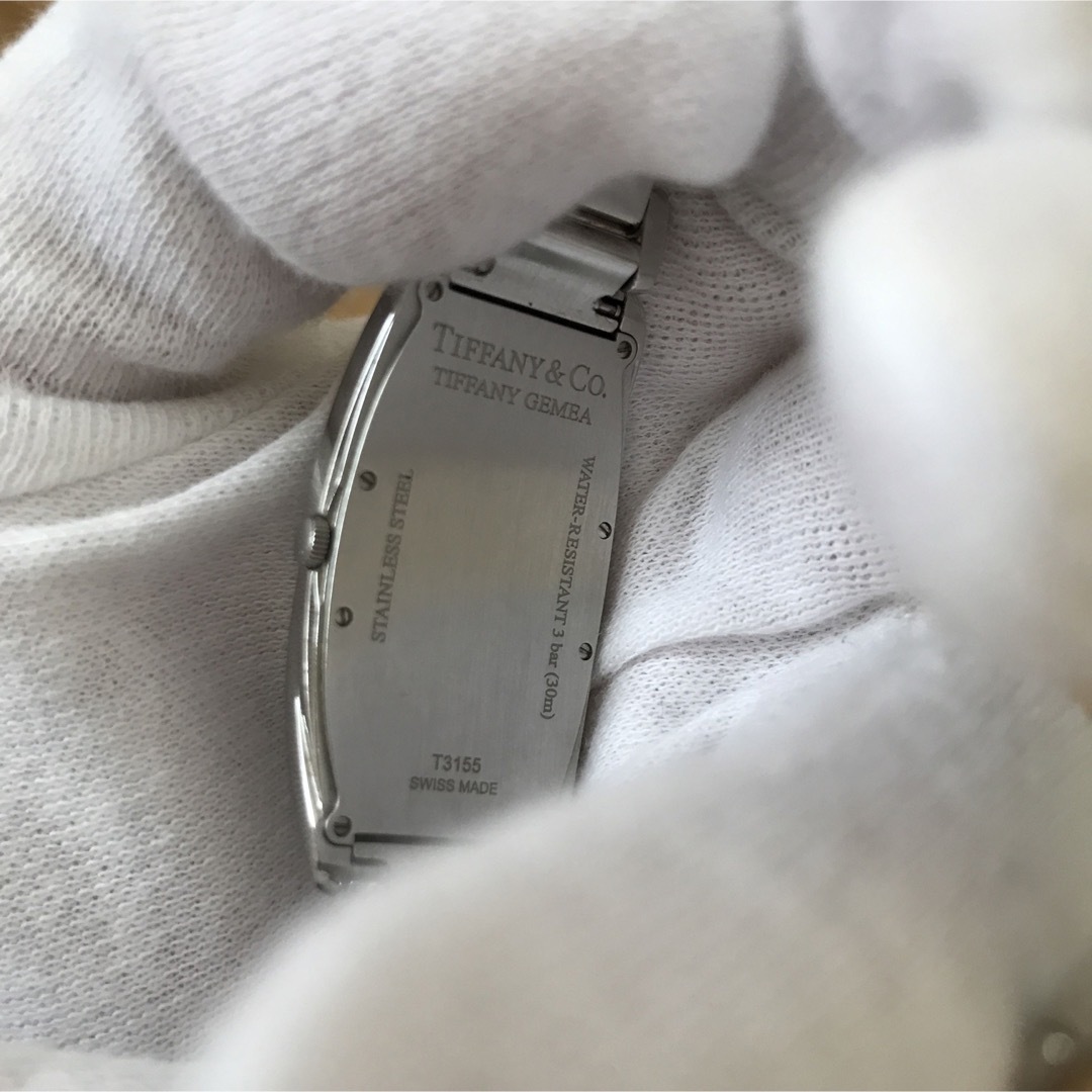 美品　激レア　ティファニー　ジェメア　レディース　腕時計　ＳＳ　クォーツ　白×黒