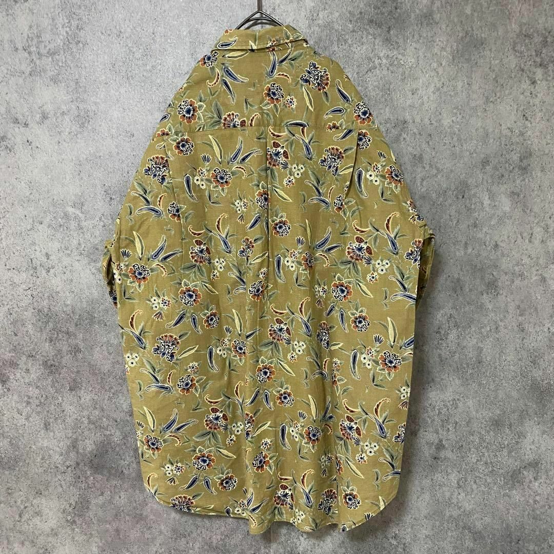 90s vintage 長袖　柄シャツ　メンズL 綿　日本製 6