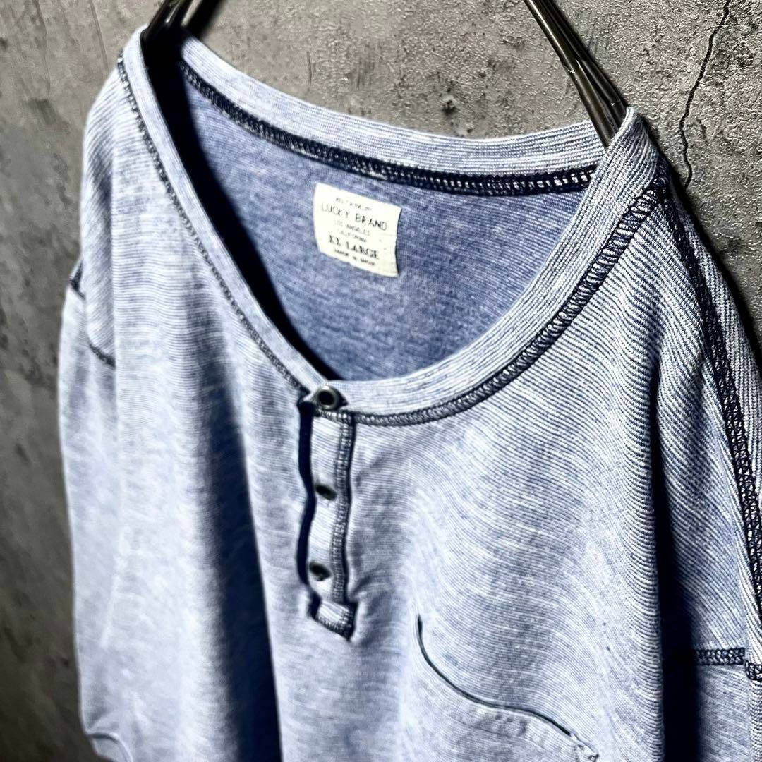 Lucky Brand(ラッキーブランド)の【LUCKY BRAND】2XLsize ヘンリーネック スウェット US古着 メンズのトップス(スウェット)の商品写真