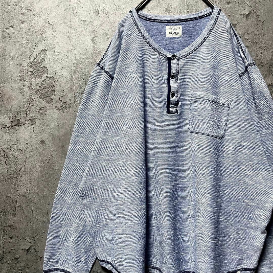 Lucky Brand(ラッキーブランド)の【LUCKY BRAND】2XLsize ヘンリーネック スウェット US古着 メンズのトップス(スウェット)の商品写真