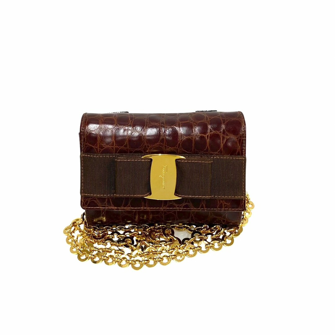 極 美品 保存箱付 Salvatore Ferragamo フェラガモ ヴァラリボン 金具