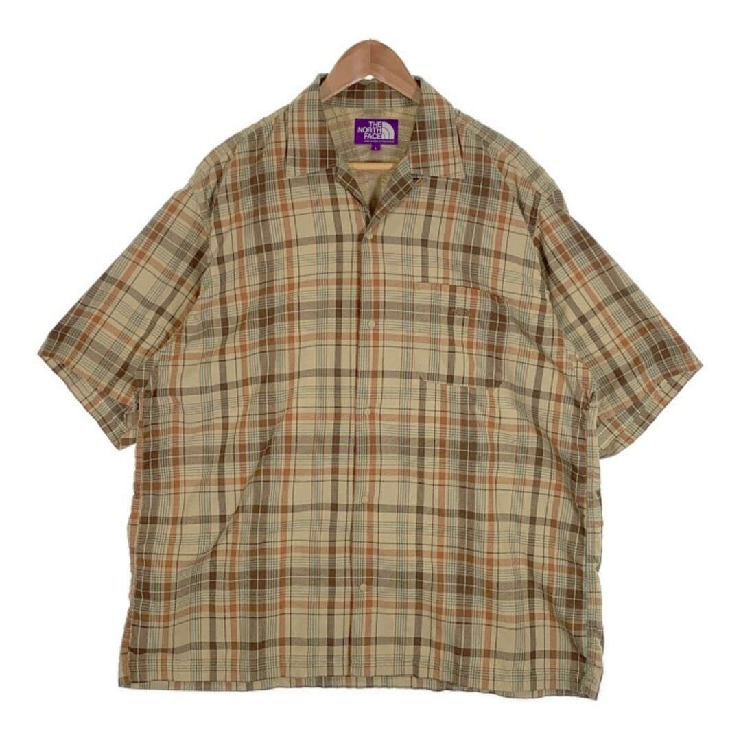 THE NORTH FACE PURPLE LABEL ノースフェイス パープルレーベル 21SS Madras Field H/S Shirt マドラスチェック ハーフスリーブシャツ スナップボタン ベージュ NT3107N Size L