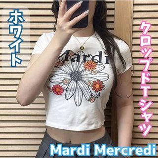 マルディメクルディ クロップドTシャツ レディース ブラック  ショート丈 韓国