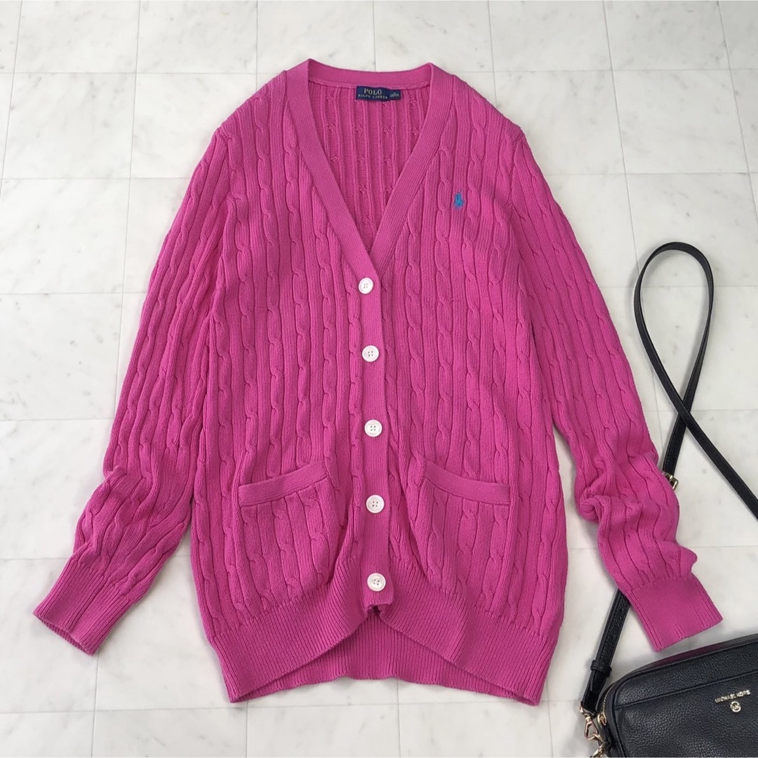 ★POLO RALPH LAUREN★コットンケーブルニットカーディガン ピンク | フリマアプリ ラクマ