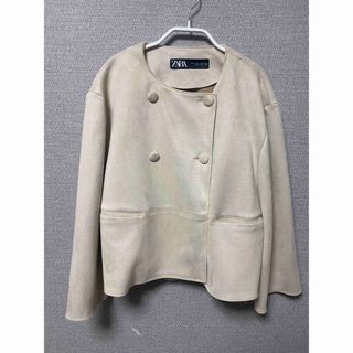 ザラ(ZARA)のZARA ノーカラースウェードジャケット(ノーカラージャケット)