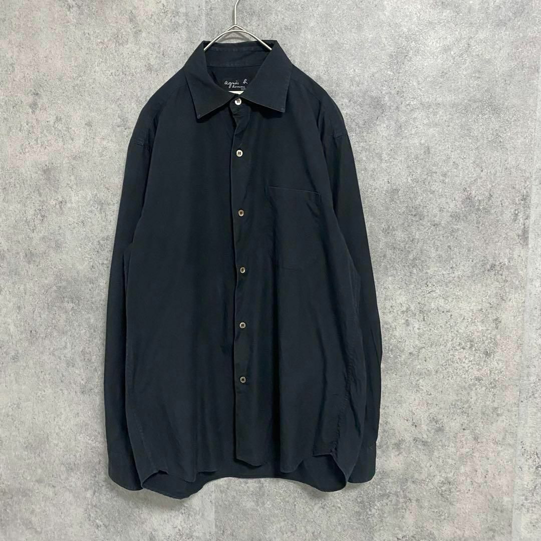 90s アニエスベー 長袖 シャツ 黒 メンズM 古着 モード