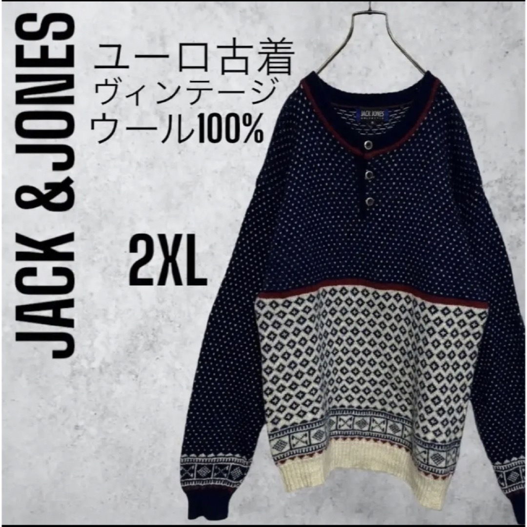 希少 ユーロ古着クルーネックセーター シェットランドウール100% 2XL | フリマアプリ ラクマ
