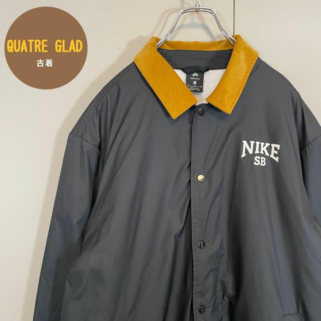 状態◎】NIKE SB コーチジャケットプリントデザイン黒色 サイズXL