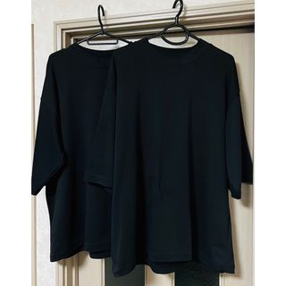 ユニクロ(UNIQLO)の【XXLサイズ】エアリズムコットンオーバーサイズモックネックT（5分袖）×2枚(Tシャツ/カットソー(半袖/袖なし))