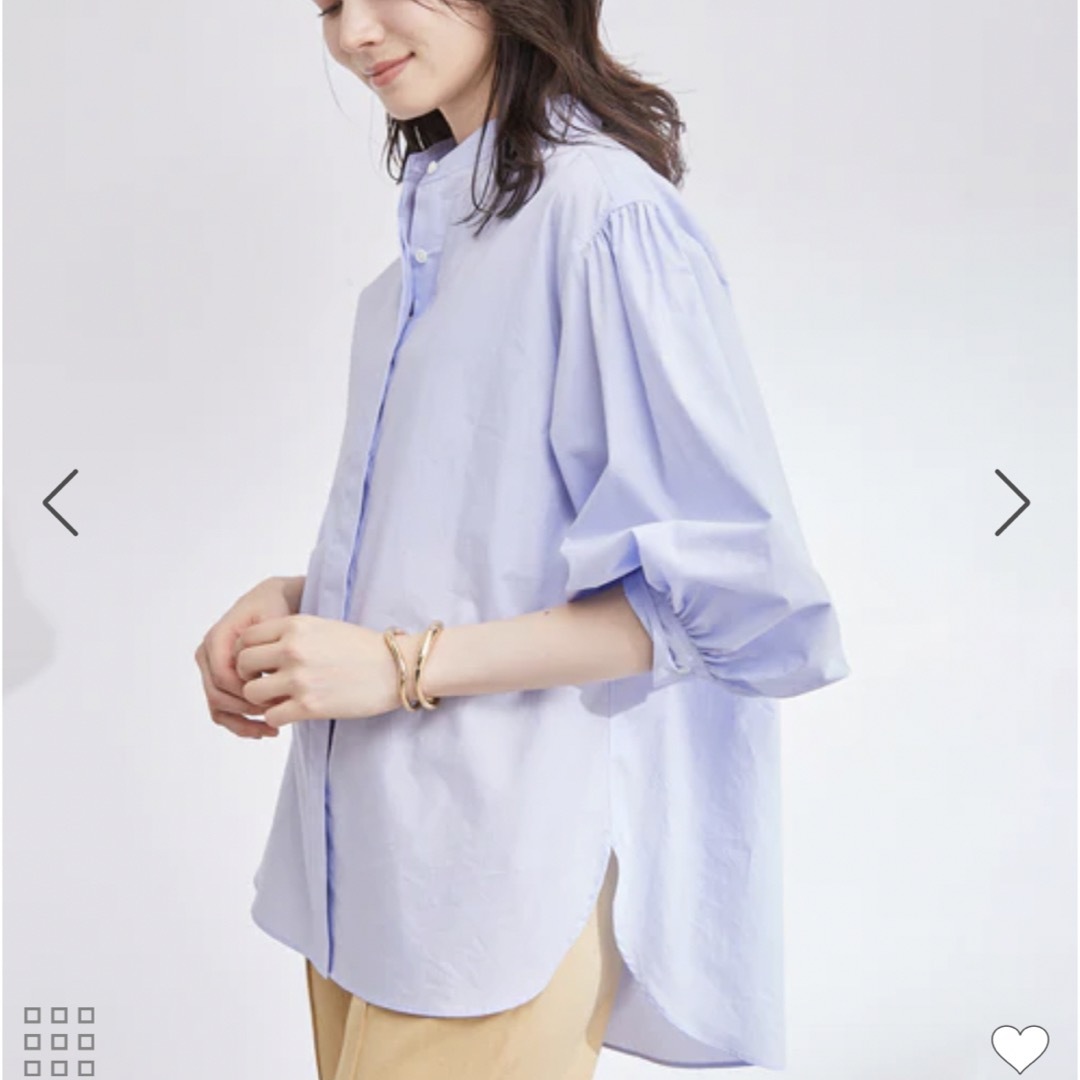 ロペ ギャザーパフスリーブブラウス サックス 新品 未使用-