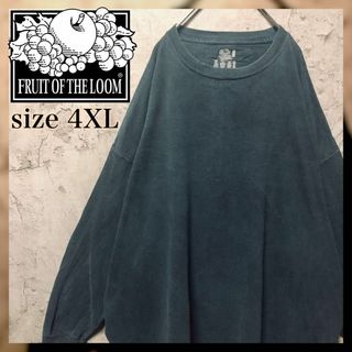 フルーツオブザルーム(FRUIT OF THE LOOM)の【フルーツオブザルーム】4XL 無地 ロンTEE ビッグシルエット US古着(Tシャツ/カットソー(七分/長袖))