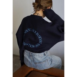 BONJOUR SAGAN バックロゴニットプルオーバー　navy(ニット/セーター)