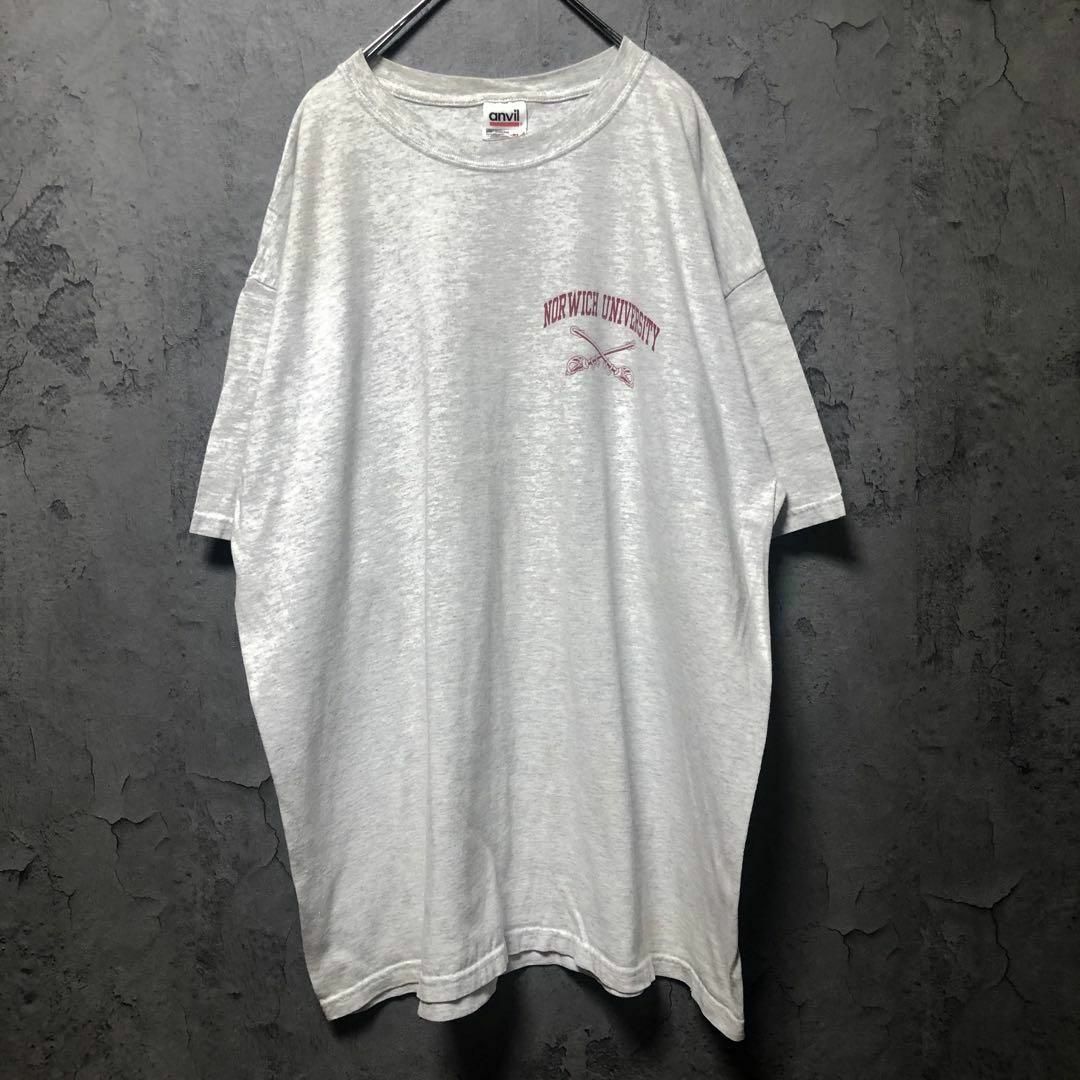 Anvil(アンビル)の【anvil】XLsize USカレッジプリントTシャツ グレー US古着 メンズのトップス(Tシャツ/カットソー(半袖/袖なし))の商品写真