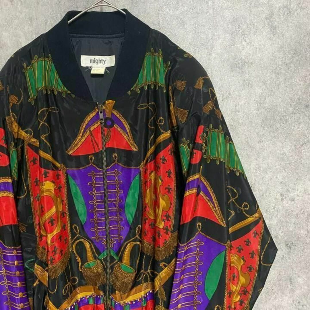 90S vintage 総柄 デザインジャケット メンズ 古着 ポリエステル-