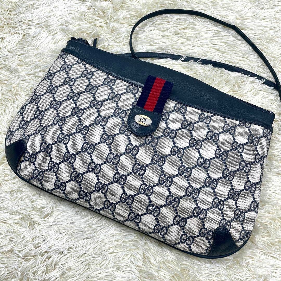 Gucci(グッチ)のオールドグッチ　アクセコ　ショルダーバッグ　GG　ネイビー　シェリーライン レディースのバッグ(ショルダーバッグ)の商品写真