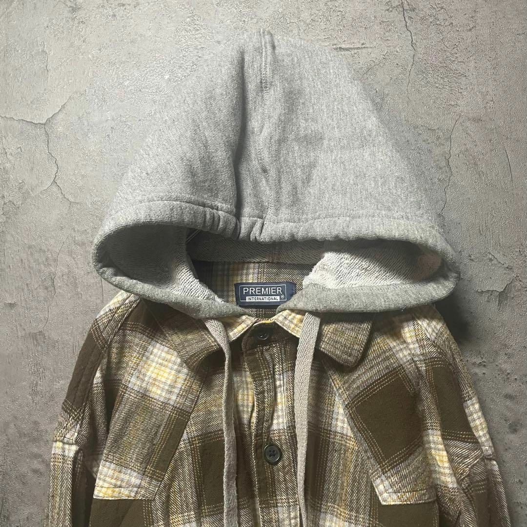 US古着】XLsize フーデッド シャツジャケット タータンチェックの通販