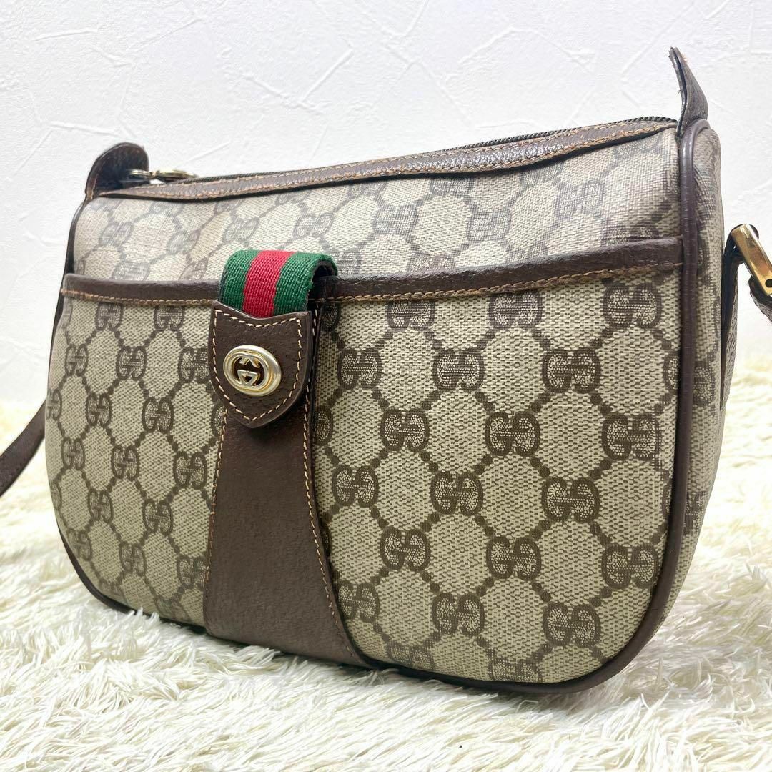 Gucci(グッチ)のオールドグッチ アクセコ ショルダーバッグ シェリーライン PVC 茶 レディースのバッグ(ショルダーバッグ)の商品写真