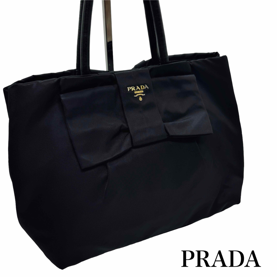 美品✨PRADA プラダ　テスートナイロン　トートバッグ　ハンドバッグ　リボン