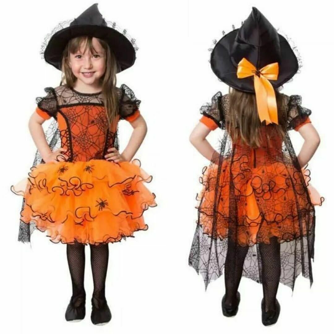 110 ハロウィン コスプレ パーティー 魔女 ウィッチ ワンピース キッズ/ベビー/マタニティのキッズ服女の子用(90cm~)(ワンピース)の商品写真