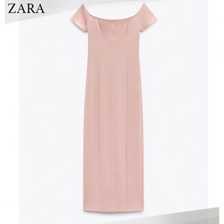 ザラ(ZARA)のZARA トップステッチオフショルダーロングドレス　マキシワンピース　コスプレ(ロングワンピース/マキシワンピース)