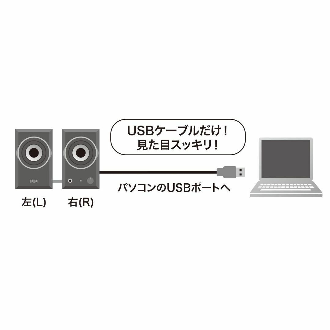【在庫処分】サンワサプライ USBスピーカー（ブラック） MM-SPU10BKN 2