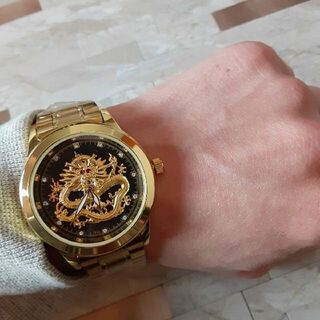 新品 ドラゴン スタイル メンズ ラグジュアリー腕時計 ゴールド(キーホルダー)