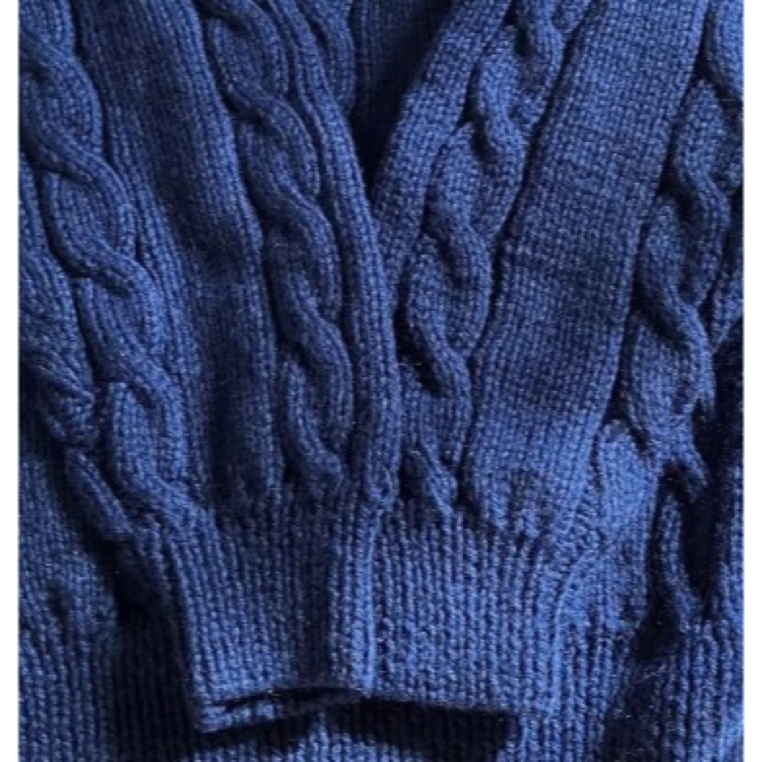 ★used  hand knit ウルトラマリンブルーのアランセーター 1点物