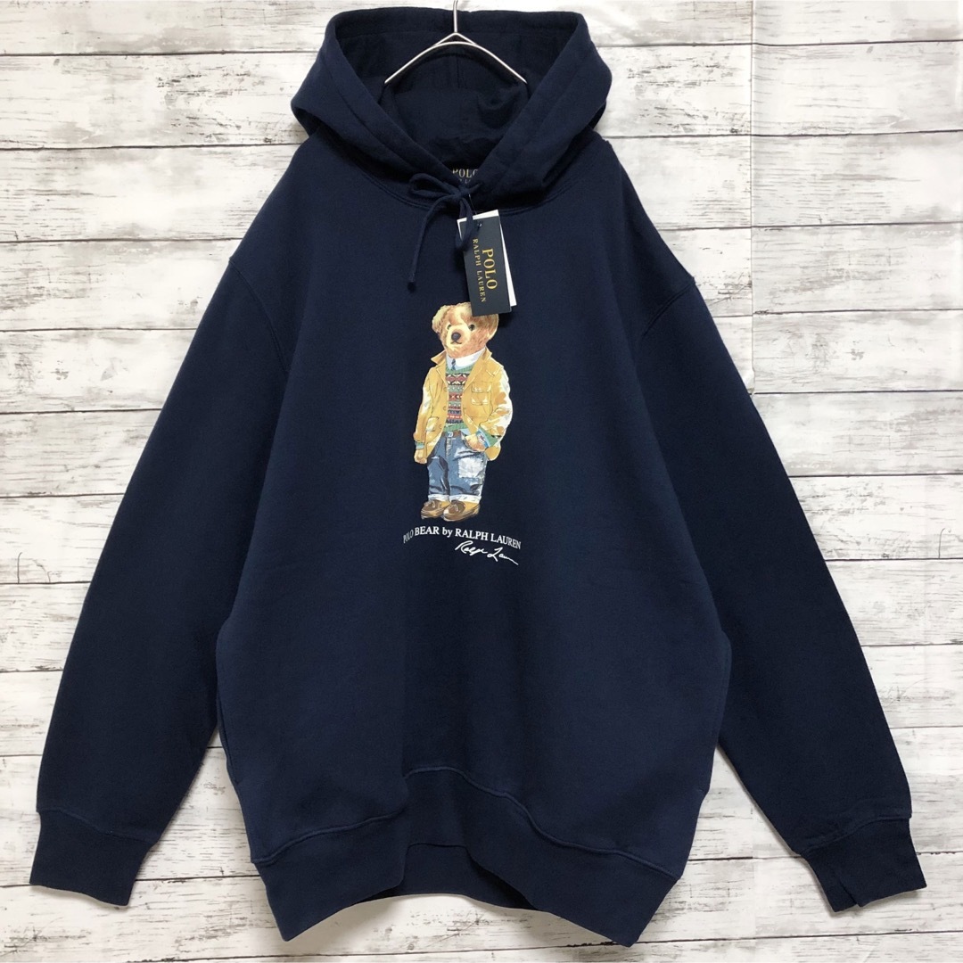 希少 ポロ ラルフローレン ポロベア パーカー ネイビー 紺 XXL 2XL