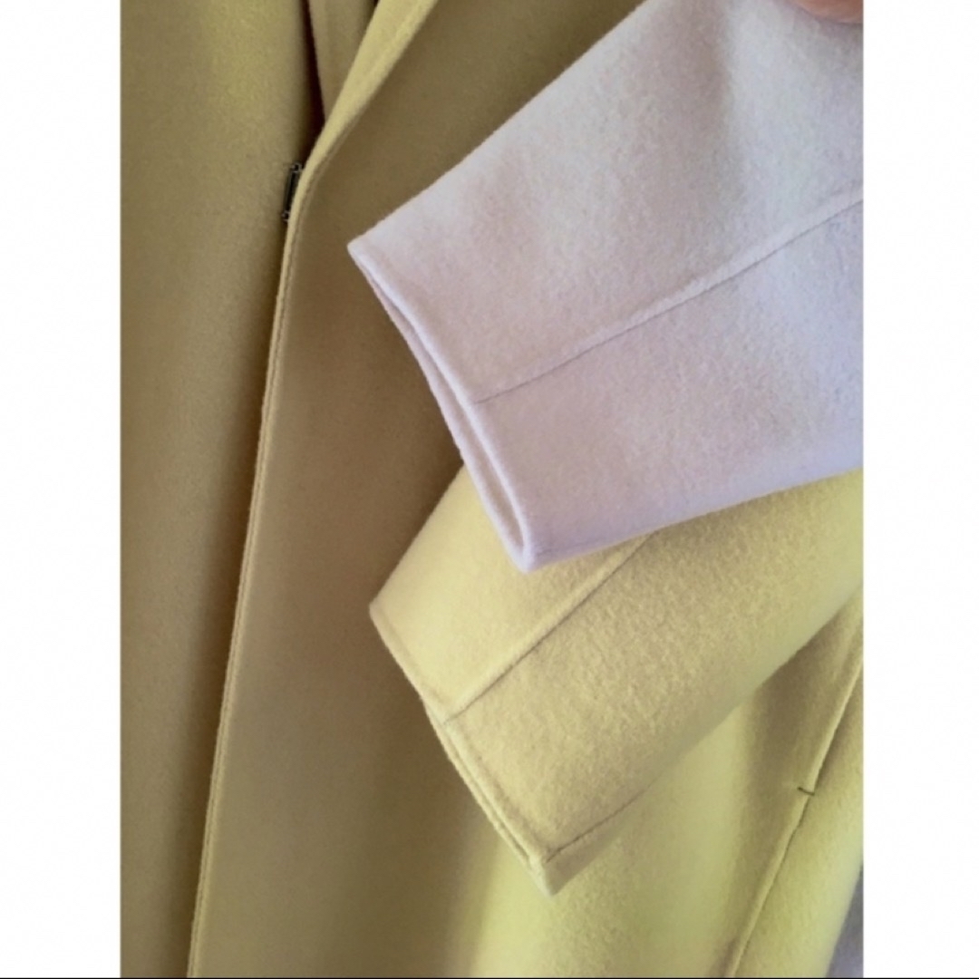 【新品】uncrave ロングコート ロングチェスターコート アンクレーヴ　黄色 レディースのジャケット/アウター(ロングコート)の商品写真
