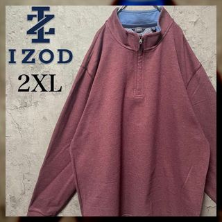 【IZOD】2XLsize ハーフジップ スウェット ボルドー 無地 US古着(スウェット)