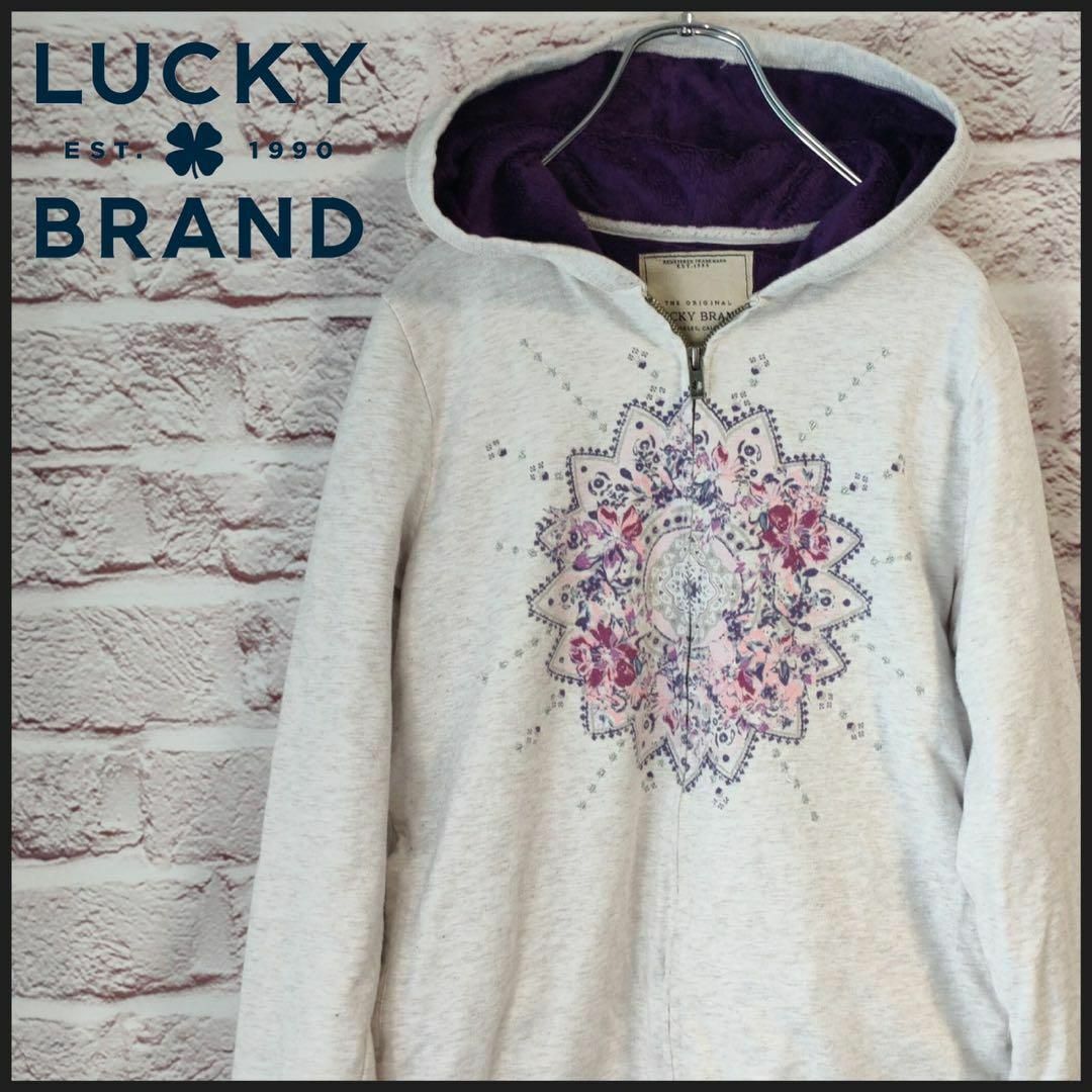 Lucky Brand(ラッキーブランド)のLUCKY BRAND　ラッキーブランド パーカー　柄　チャック レディースのトップス(パーカー)の商品写真