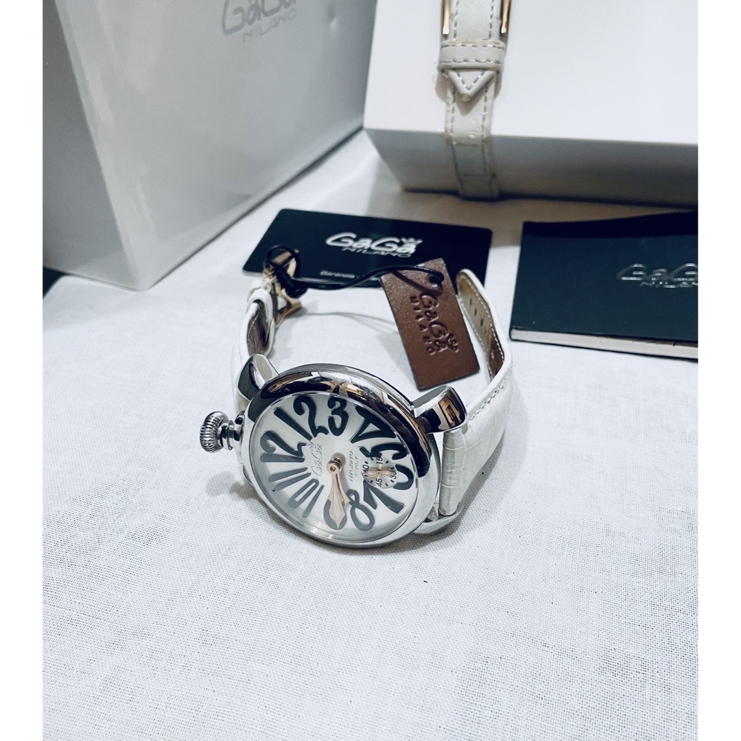 値下げ!】ガガミラノ マヌアーレ48mm ホワイトレザーベルト-