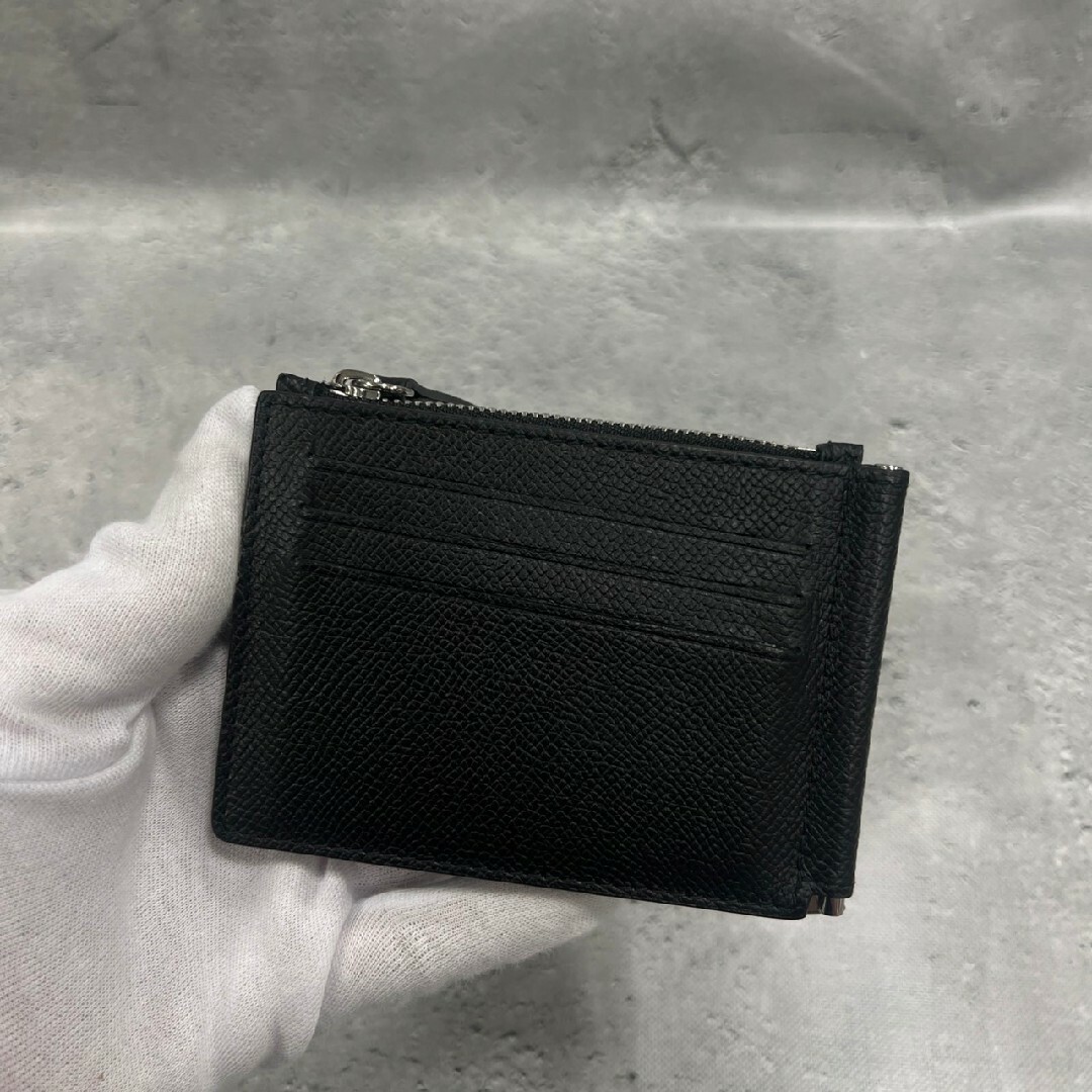 マルジェラ マネークリップ カードケース 二つ折り財布 レザー ブラック ロゴ
