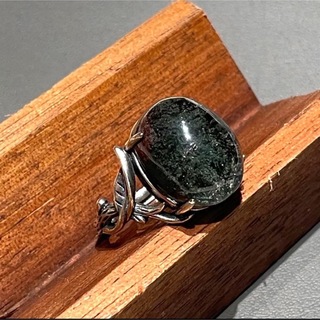 星空マイカダークガーデンクォーツ　デザインリング千層景色　庭園水晶指輪925銀(リング(指輪))