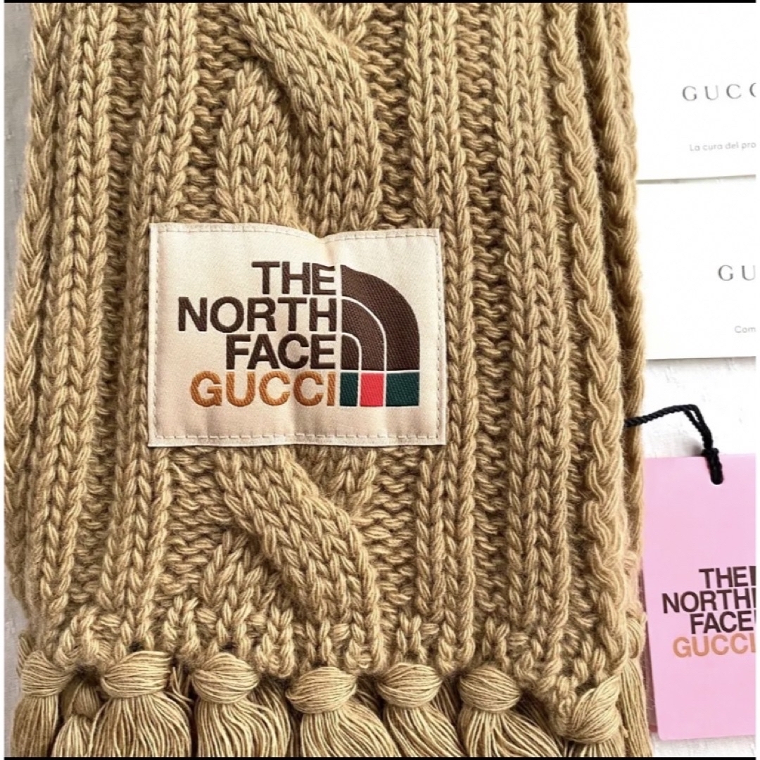 新品】GUCCI グッチ THE NORTH FACE コラボ マフラー 茶-