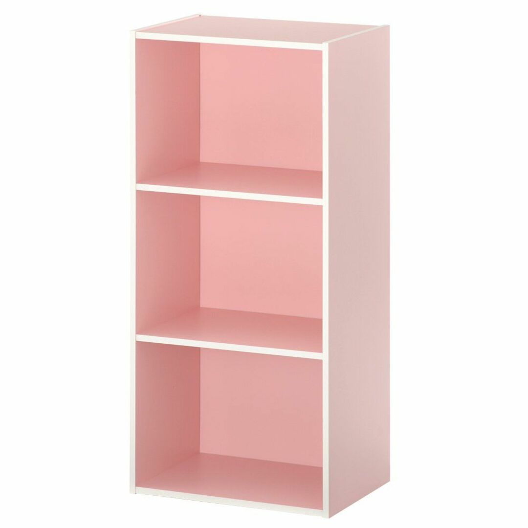 【色: ピンク】ぼん家具 カラーボックス マルチラック 木製 ラック 多目的ラッ